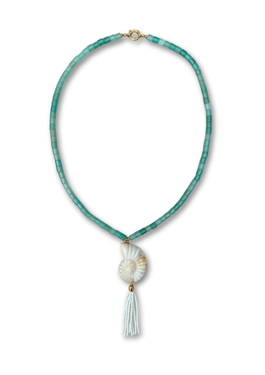 Green Shell Tassel Necklace
