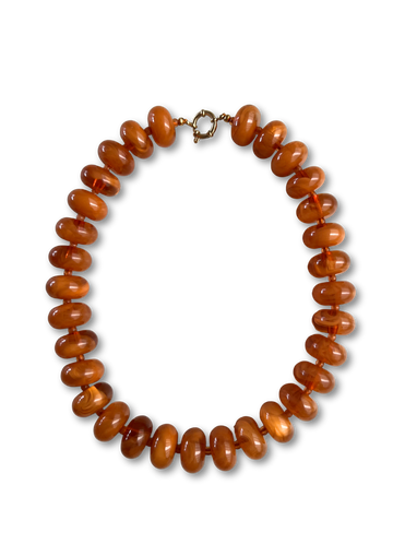 Grote Kralen Oranje Ketting 