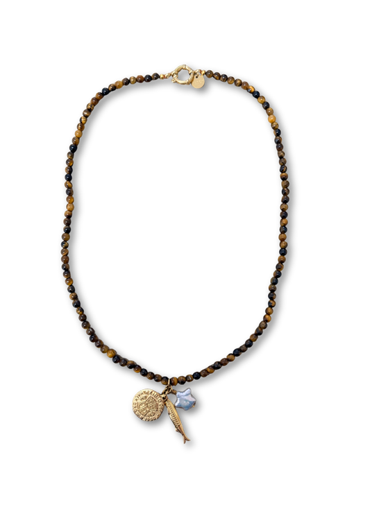 Brown Pendant Trio Necklace